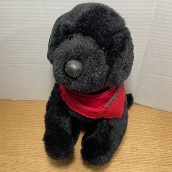 Cabela's x Douglas Black Lab Plush Puppy Dog w/Red Logo Bandana Realistic Toy - Picture 1 of 11